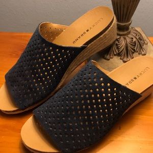 Lucky Brand Navy Slide Shoes